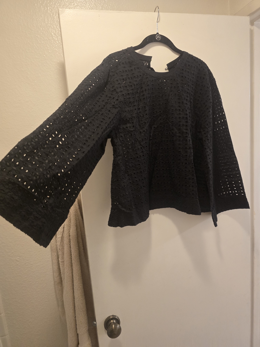 Madewell Black Eyelet Lace Long Sleeve Blouse